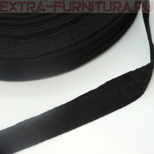 Лента киперная х/б 25 мм, цв.черный, уп.100м, 13уп./39уп. (пл.4,28 г/м)