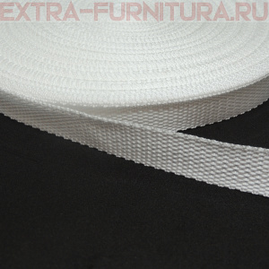 Стропа шир.20мм, цв.белый, уп.50м, пл. 8 гр/м