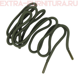 Шнурки круглые 150см, шир.6мм, цв.327 хаки светлый, пласт.наконечник, уп.100шт