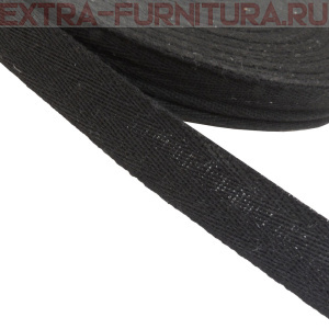 Лента ушковая (штрипочная) 25мм, цв.черный, уп.100м, 10уп./30уп. (пл.6,32 г/м)