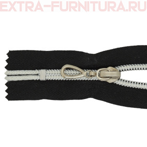 Молния спираль декор Т7 12см цв.черный/серебро н/р