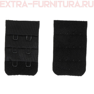 Застежка с крючками для бюстгальтера, арт.TBY-75332, 2ряда 3крючка 3см, цв.черный, уп.100шт