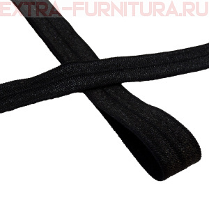 Резинка окантовочная 15мм цв. черный, блестящая уп. 50м
