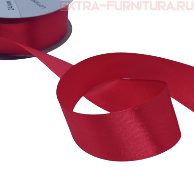 Лента атласная 24 мм цв 059 темно-красный рул. 27,42м