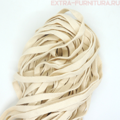 Шнур плоский х/б 12мм, цв.молочный 102, уп.50м, пл. 9,88 гр/м
