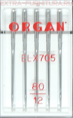 Иглы Organ оверлок EL х 705 для БШМ № 80, уп.5шт
